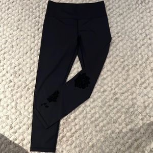 Zyia Active Black Leggings with Velvet Appliqué